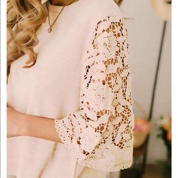 Beautiful woman lace top loose chiffon blouse - Picture 6 of 7